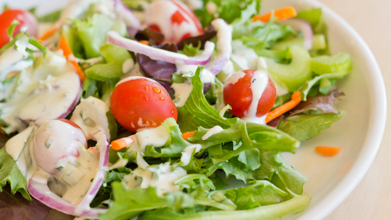Xanthan gum holds together the water and fats in salad dressing.